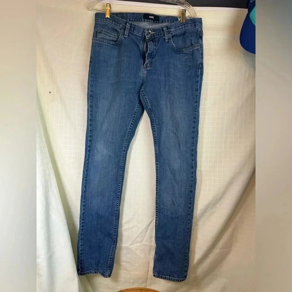 Vans Off the Wall V76 Skinny Jeans Mens 33X32 Blue Denim Dark Wash Low Rise
